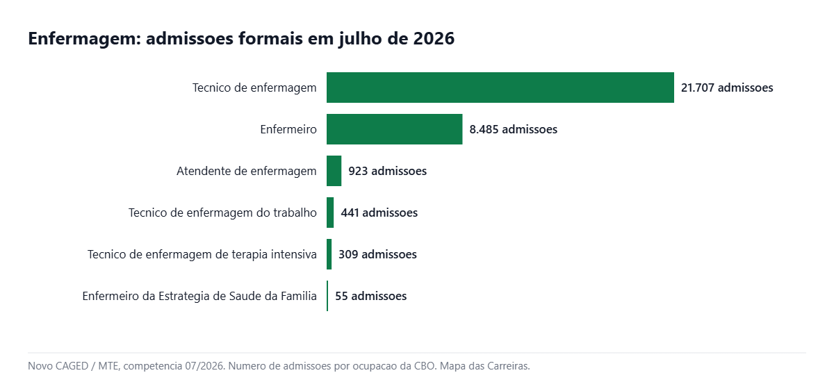 Grafico com o numero de admissoes nas ocupacoes de enfermagem em 2026